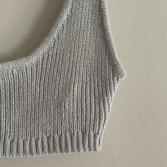 WeWoreWhat Women M Light Grey Cozy Knit Lounge Cropped Scoop Pull On Bra Top - Picture 5 of 10